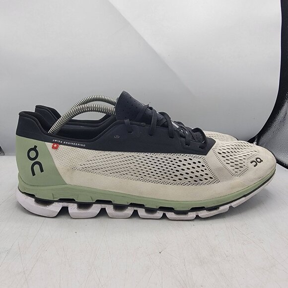 On Running Cloudboom Mens 12 White Black Green Shoes Athletic Running Walking - Picture 13 of 14